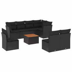 Set Divani da Giardino 9 pz con Cuscini Nero in Polyrattancod mxl 89133 - Vista aggiuntiva 2