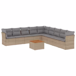 Set Divano da Giardino 10 pz con Cuscini Beige Misto Polyrattancod mxl 89134 - Vista aggiuntiva 2