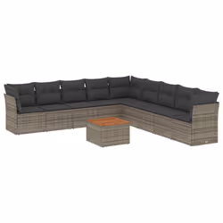 Set Divano da Giardino 10 pz con Cuscini Grigio in Polyrattancod mxl 116887 - Vista aggiuntiva 2