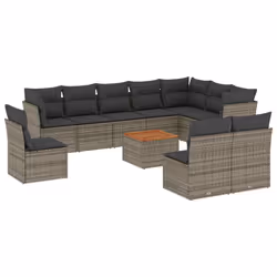 Set Divani da Giardino 11 pz con Cuscini in Polyrattan Grigiocod mxl 89650 - Vista aggiuntiva 2
