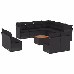 vidaXL Set Divani da Giardino 12 pz con Cuscini Nero in Polyrattan - Vista aggiuntiva 2