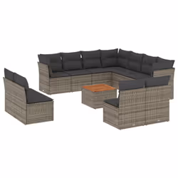 Set Divani da Giardino 12 pz con Cuscini Grigio in Polyrattancod mxl 89651 - Vista aggiuntiva 2