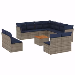 vidaXL Set Divani da Giardino 12 pz con Cuscini Grigio in Polyrattan - Vista aggiuntiva 2