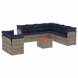 vidaXL Set Divani da Giardino 10 pz con Cuscini in Polyrattan Grigio - Vista aggiuntiva 2