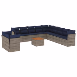 vidaXL Set Divani da Giardino 12 pz con Cuscini Grigio in Polyrattan - Vista aggiuntiva 2
