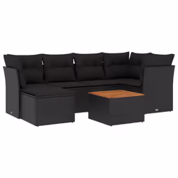 vidaXL Set Divani da Giardino con Cuscini 7pz Nero Polyrattan - Vista aggiuntiva 2