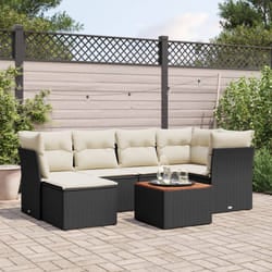 vidaXL Set Divani da Giardino con Cuscini 7pz Nero Polyrattan