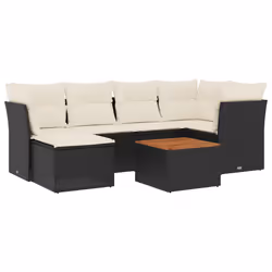 vidaXL Set Divani da Giardino con Cuscini 7pz Nero Polyrattan - Vista aggiuntiva 2