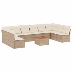 Set Divani da Giardino 11 pz con Cuscini Beige in Polyrattancod mxl 89882 - Vista aggiuntiva 2