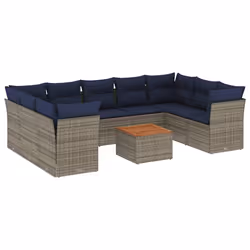 vidaXL Set Divani da Giardino 10 pz con Cuscini Grigio in Polyrattan - Vista aggiuntiva 2