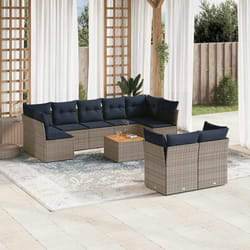 vidaXL Set Divani da Giardino 10 pz con Cuscini Grigio in Polyrattan