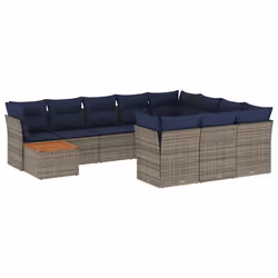 vidaXL Set Divani da Giardino 11 pz con Cuscini in Polyrattan Grigio - Vista aggiuntiva 2