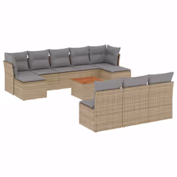vidaXL Set Divano da Giardino 11 pz con Cuscini Beige Misto Polyrattan - Vista aggiuntiva 2