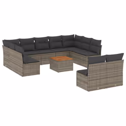 vidaXL Set Divani da Giardino 12 pz con Cuscini Grigio in Polyrattan - Vista aggiuntiva 2