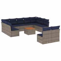 vidaXL Set Divani da Giardino 12 pz con Cuscini Grigio in Polyrattan - Vista aggiuntiva 2