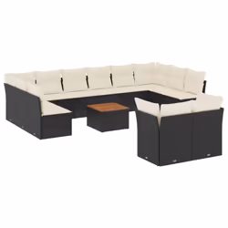 Set Divani da Giardino 13pz con Cuscini Nero in Polyrattancod mxl 113130 - Vista aggiuntiva 2