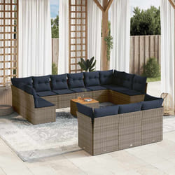 vidaXL Set Divani da Giardino 14pz con Cuscini in Polyrattan Grigio
