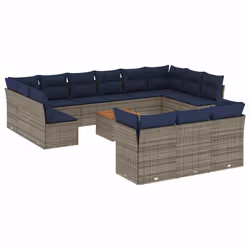 vidaXL Set Divani da Giardino 14pz con Cuscini in Polyrattan Grigio - Vista aggiuntiva 2