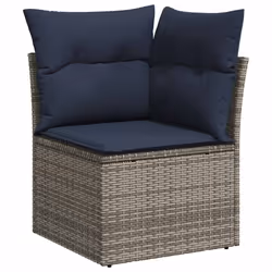 vidaXL Set Divani da Giardino 14pz con Cuscini in Polyrattan Grigio - Vista aggiuntiva 3