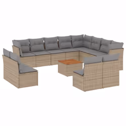 vidaXL Set Divano da Giardino 13 pz con Cuscini Beige Misto Polyrattan - Vista aggiuntiva 2