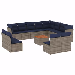 vidaXL Set Divani da Giardino 13 pz con Cuscini Grigio in Polyrattan - Vista aggiuntiva 2