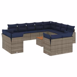 vidaXL Set Divani da Giardino 13 pz con Cuscini Grigio in Polyrattan - Vista aggiuntiva 2