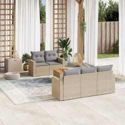 vidaXL Set Divano da Giardino 6 pz con Cuscini Beige Misto Polyrattan