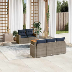 vidaXL Set Divani da Giardino 6 pz con Cuscini Grigio in Polyrattan
