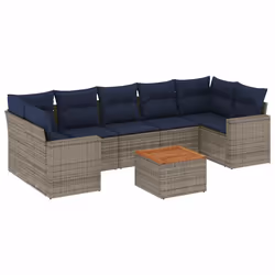 vidaXL Set Divani da Giardino 8 pz con Cuscini Grigio in Polyrattan - Vista aggiuntiva 2
