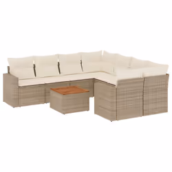 Set Divano da Giardino 9 pz con Cuscini Beige in Polyrattancod mxl 113142 - Vista aggiuntiva 2
