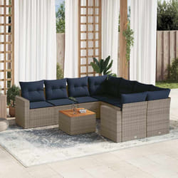 vidaXL Set Divani da Giardino 9 pz con Cuscini Grigio in Polyrattan