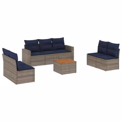vidaXL Set Divani da Giardino 8 pz con Cuscini Grigio in Polyrattan - Vista aggiuntiva 2