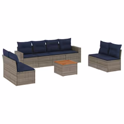 vidaXL Set Divani da Giardino 9 pz con Cuscini Grigio in Polyrattan - Vista aggiuntiva 2