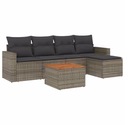 Set Divano da Giardino 6 pz con Cuscini Grigio in Polyrattancod mxl 113145 - Vista aggiuntiva 2