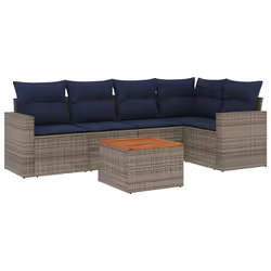 vidaXL Set Divani da Giardino 6 pz con Cuscini Grigio in Polyrattan - Vista aggiuntiva 2
