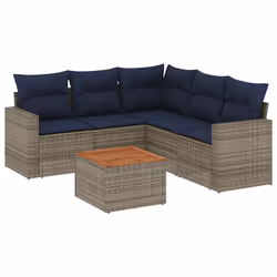 vidaXL Set Divani da Giardino 6 pz con Cuscini Grigio in Polyrattan - Vista aggiuntiva 2