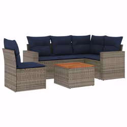 vidaXL Set Divani da Giardino 6 pz con Cuscini Grigio in Polyrattan - Vista aggiuntiva 2