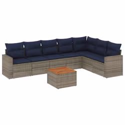vidaXL Set Divani da Giardino 8 pz con Cuscini Grigio in Polyrattan - Vista aggiuntiva 2
