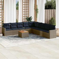 vidaXL Set Divani da Giardino 10 pz con Cuscini Grigio in Polyrattan