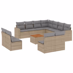 Set Divano da Giardino 12 pz con Cuscini Beige Misto Polyrattancod mxl 89893 - Vista aggiuntiva 2
