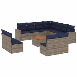 vidaXL Set Divani da Giardino 12 pz con Cuscini Grigio in Polyrattan - Vista aggiuntiva 2