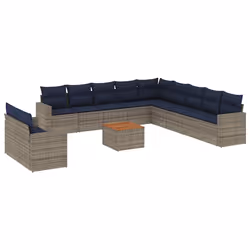 vidaXL Set Divani da Giardino 12 pz con Cuscini Grigio in Polyrattan - Vista aggiuntiva 2