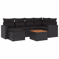 vidaXL Set Divani da Giardino con Cuscini 7pz Nero Polyrattan - Vista aggiuntiva 2