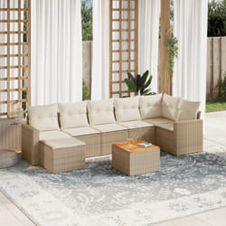 Set Divano da Giardino 8 pz con Cuscini Beige in Polyrattancod mxl 114507