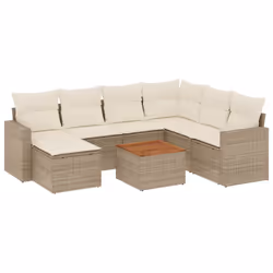 Set Divano da Giardino 8 pz con Cuscini Beige in Polyrattancod mxl 113654 - Vista aggiuntiva 2