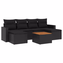 vidaXL Set Divani da Giardino con Cuscini 7pz Nero Polyrattan - Vista aggiuntiva 2