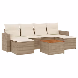 Set Divani da Giardino 7 pz con Cuscini Beige in Polyrattancod mxl 113152 - Vista aggiuntiva 2