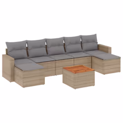 vidaXL Set Divano da Giardino 8 pz con Cuscini Beige Misto Polyrattan - Vista aggiuntiva 2