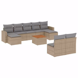 vidaXL Set Divano da Giardino 10 pz con Cuscini Beige Misto Polyrattan - Vista aggiuntiva 2