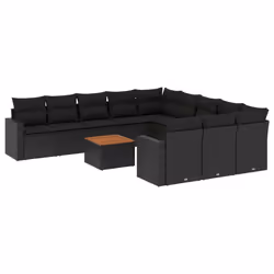 Set Divani da Giardino 12 pz con Cuscini Nero in Polyrattancod mxl 90835 - Vista aggiuntiva 2